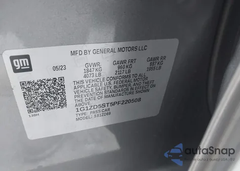 2023 Chevrolet Malibu Fwd 1Lt z USA, uszkodzony, nr VIN 1G1ZD5ST5PF220508